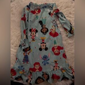 Disney Aqua and Multicolor Ruffled Nightgown